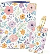 PRESSINART Floral Passport Holder Luggage Tag for Travel Essentials 5.5 x 4.1 x 0.2 Inch Travel B...