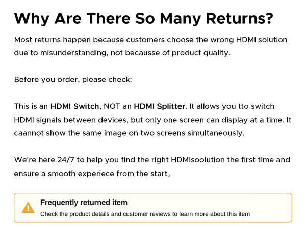HDMI switch 2 in 1 out