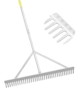 Byhagern Landscape Rake 36'', Aluminum Rake with Lightweight 69'' Handle, Landscaping Rake Tool f...