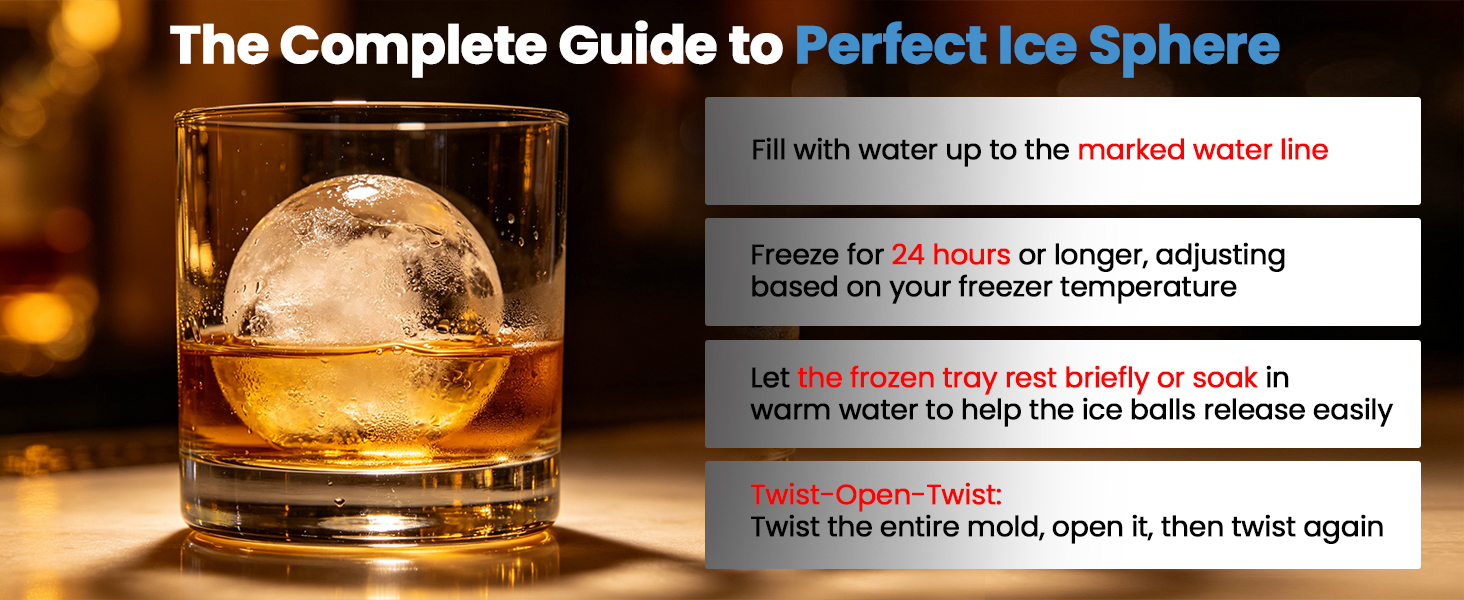 Twist to Release:the sturdy and durable material release all ice balls with a simple twist.