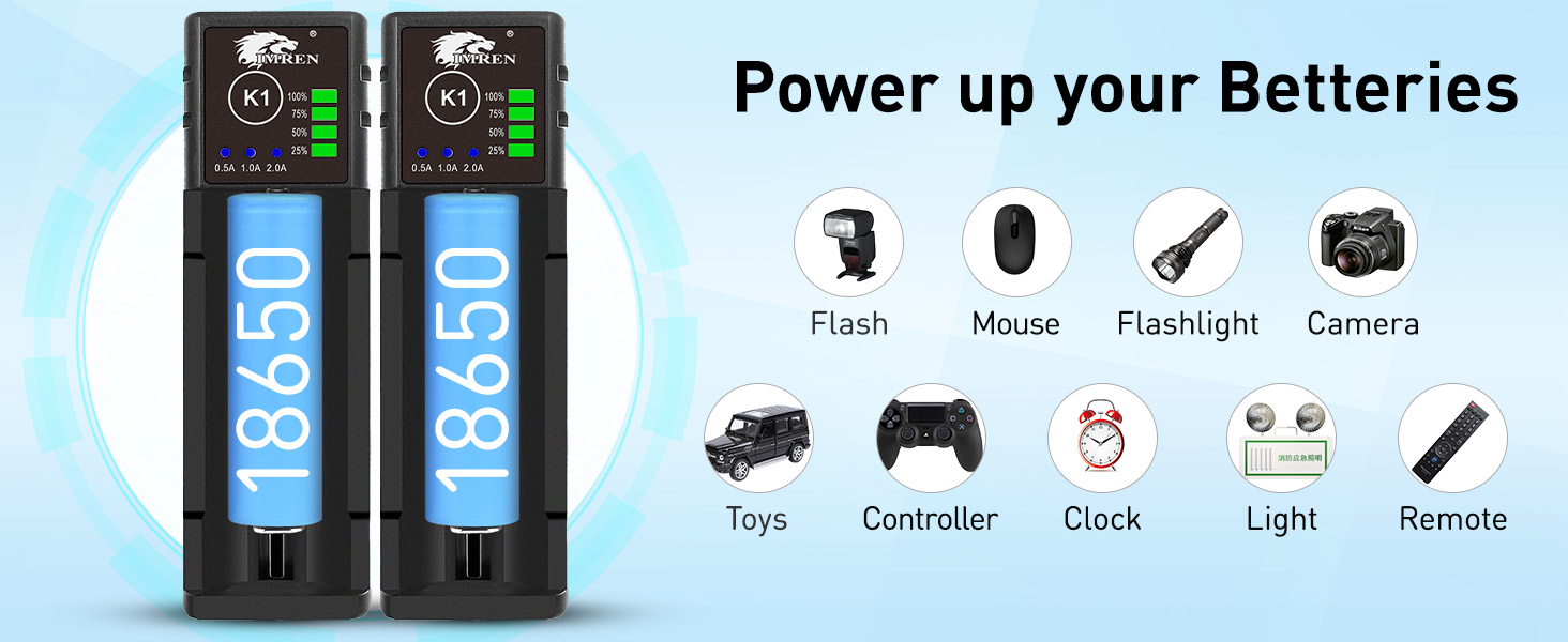 Single Slot 18350 Battery Charger 18500 Battery Charger 26650 Battery Charger