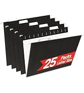 VZCPYTPM 25 Pack Hanging File Folders,Letter Size 8.5x11 Inch,Black Hanging Folders for Filing Ca...