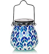 Afirst Mosaic Solar Lanterns - Glass Hanging Lights Hollow Out Waterproof Outdoor Decorative for ...