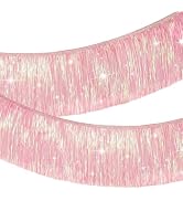 Pink Fringe Banner Fringe Tinsel Garland 6.56 Ft Pink Fringe Photo Backdrop Pink Tinsel Garland f...