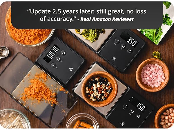 digital kitchen scale for spices herbs and coffee long battery life high accuracy