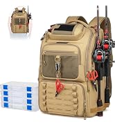 oinitiry Fishing Tackle Backpack,Tackle Bag with 2 Rod Holders,Water-Resistant Large Storage Fish...