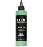 Facón Transparent Shaving Gel for Men with Aloe Vera, Cooling Menthol, Peppermint & Jojoba Oil Sc...