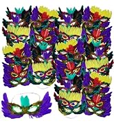 4E's Novelty Bulk Mardi Gras Masks With Feathers for Adult Men Women, Masquerade Party Masks for ...