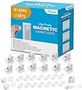 Vmaisi Adhesive Magnetic Cabinet Locks (12 Locks and 2 Keys)