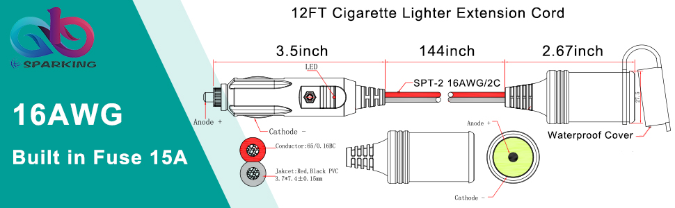 Cigarette Lighter Extension Cord