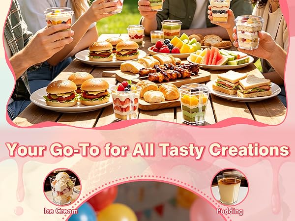 5oz Plastic Dessert Cups with Lids and Spoons