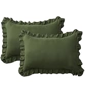 FMLIUY Ruffle Pillow Cases Queen Size Set of 2 – Soft Wrinkle Resistant Brushed Microfiber Ruffle...