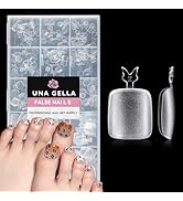 UNA GELLA Toe Nail Tips Full Cover, 216 Pcs Square Round Toe Nail Press Ons Clear Pre-shape Gel T...
