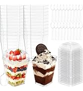 5oz Plastic Dessert Cups with Lids and Spoons, Clear Small Yogurt Parfait Cups with Lids, Mini De...