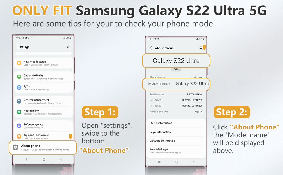 Compatible with Samsung Galaxy S22 Ultra 5G (2022 release). Not fit for Samsung Galaxy S22/S22 Plus.