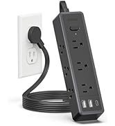 Surge Protector Power Strip,9 Widely Outlets and 3 USB Ports (1 USB-C), 1080 Joules, 5 Ft Flat Ex...