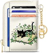 GIANCOMICS Slim Wallet Credit Card Holder Women, Black Cat Rfid Blocking Small Card Case, Keychai...