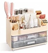 Brothersbox Makeup Organizer for Vanity with 2 Large Drawers and 6 Brush Holders, Large Bathroom ...