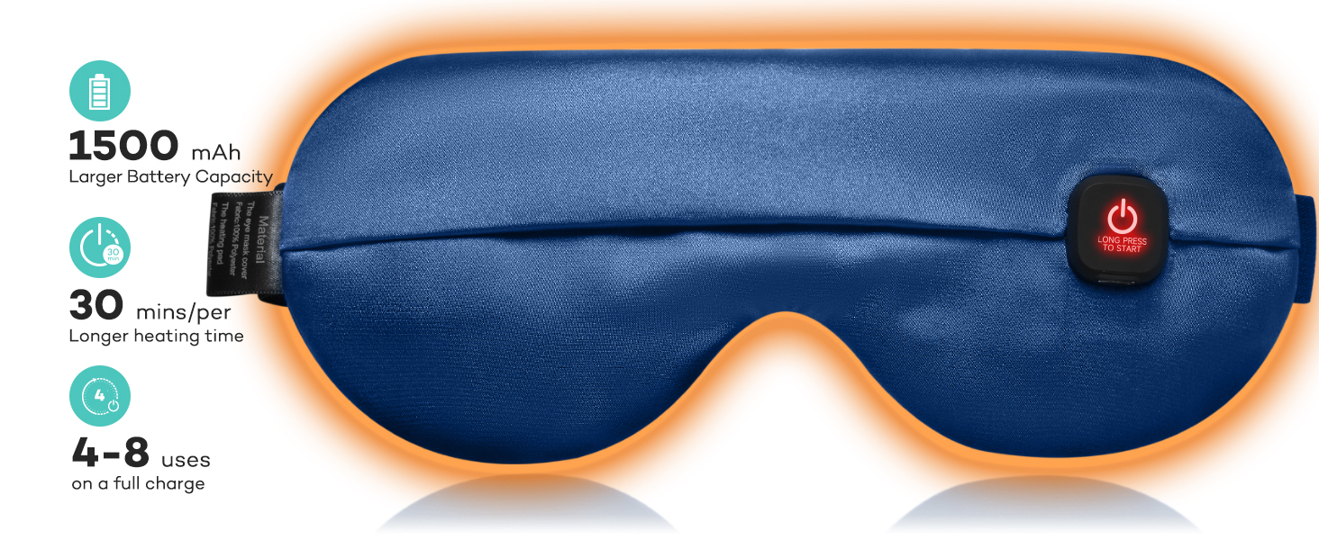 Cordless Heated Eye Mask, Long-Lasting Warm Eye Compress Mask for Dry Eyes Stye Relax Eye Strain