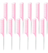 Rat Tail Combs 12 PCS, Parting Combs for Braiding Hair Carbon fiber heat-resistant anti-static,fo...