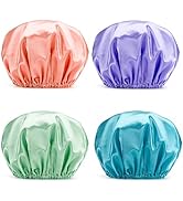 AmazerBath Shower Caps for Women Reusable Waterproof, 4 Pack Women Shower Caps Reusable EVA Hair ...
