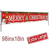Large Merry Christmas Banner | Outdoor Red Christmas Banner Decorations | Xmas Outdoor & Indoor H...