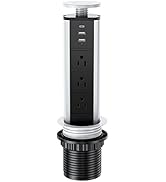 BTU 20W Pop Up Outlet for Kitchen Countertop, Retractable Recessed Outlet with 3 AC Outlet, 2 USB...