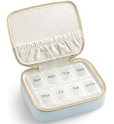 NGVRC Genuine Leather Travel Pill Organizer Box Case 1 Times a Day for Purse for Women, Cute Medi...