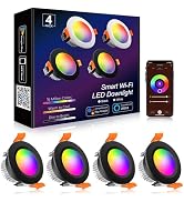YGS-Tech Smart 3 Inch LED Recessed Lighting RGB WiFi Downlight, 5W Compatible with Alexa and Goog...
