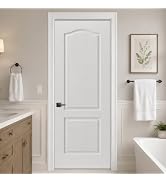 JUBEST 30"x80" Raised 2-Panel Arch Top Textured Primed Interior Door Slab | Lightweight Hollow Co...
