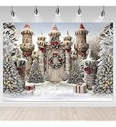 Mocsicka Christmas Backdrop White Candy Castle North Pole Christmas Party Photography Decorations...