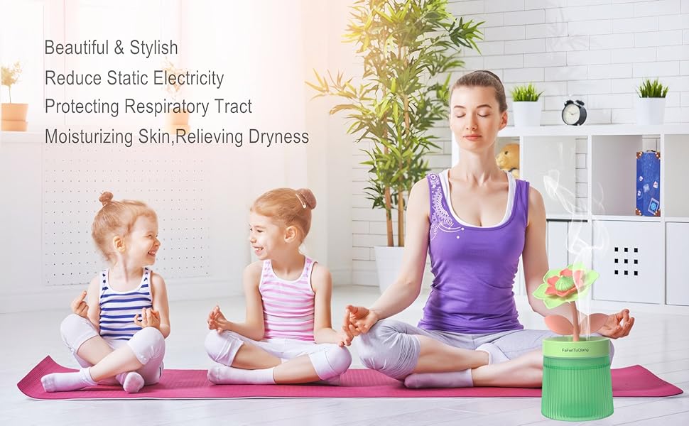 Personal Small Humidifier Diffuser 260ml Portable Cute Flower Queit