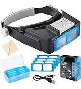 YOCTOSUN Magnifying Glasses with Light for Close Work, Rechargeable Headband Magnifier with 4 Len...