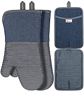 Yutat Oven Mitts, Pot Holders Set of 4 Made with Pure Cotton and Food Grade Non-Slip Silicone - 5...