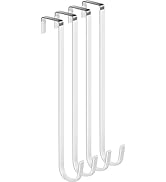 Mars-Rock Over the Door Metal Hooks with Plastic Coating 12" Fit 0.5" to 1 3/8" Door 4 Pcs Heavy ...