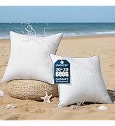Phantoscope Outdoor Pillow Inserts Waterproof - Pack of 2 20x20 Inch Soft Water-Resistant Striped...