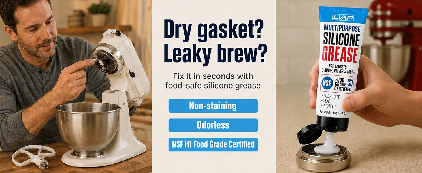 LVAP NSF H1 Silicone Grease for gaskets and coffee equipment – non-staining, odorless