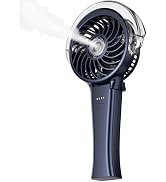 KIBEE Portable Misting Fan - 4000mAh Rechargeable, 50ml Water Tank, Foldable 180° Handheld, 3-Spe...
