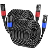 XLR Cable 50ft 2 Packs - Premium Balanced Microphone Cable with 3-Pin XLR Male to Female Mic Spea...