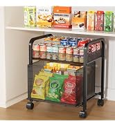 HapiRm 2 Tier Rolling Pantry Organizer Cart- Snack Storage Cart with Wheels | Under Desk Storage ...