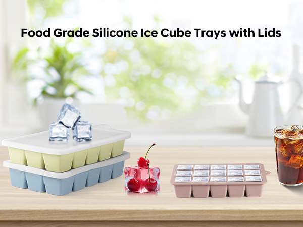 silicone ice trays for freezer with lid