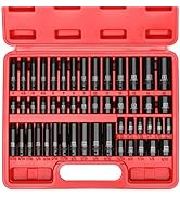 MIXPOWER 50 Pieces 1/4" Dr. Impact Socket Set, CR-V, 6 Point, SAE/Metric, 5/32 Inch - 9/16 Inch, ...