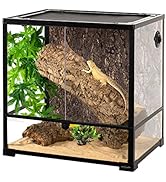 REPTIZOO 45 Gallon Glass Reptile Terrarium 24" x 18" x 24" Knock-Down Reptile Tank with Double Hi...