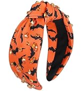 FAERLIIRY Halloween Headbands for Women Rhinestone Knotted Headband Crystal Embellished Wide Knot...