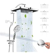 Hibbent 13'' Rain Showerhead Combo, 10 Mode Filtered Handheld Spray, Chrome | High Pressure 5-Spr...
