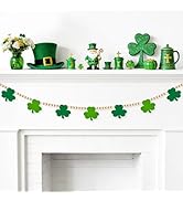 St Patricks Day Decorations St Patricks Day Decor Pre-Assembled Irish Wooden Beads Shamrock Garla...