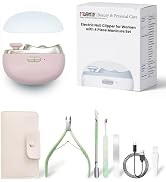 Electric Nail Clipper for Women – 2-in-1 Rechargeable Nail File and Trimmer with LED Light, Low N...