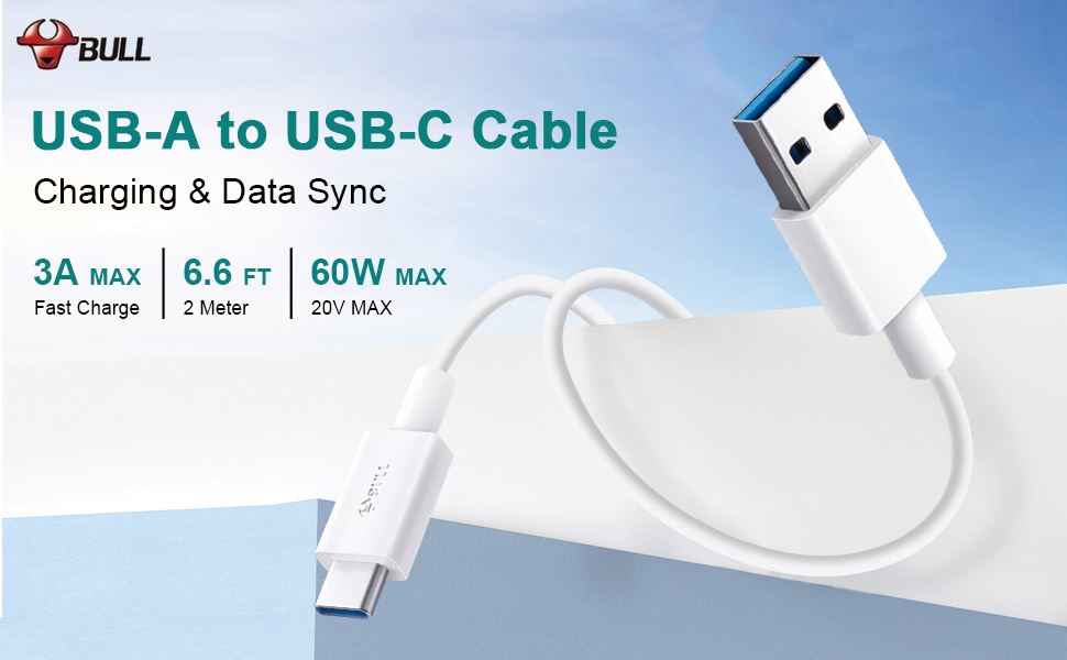USB A to USB C Cable (6.6FT, 2Pack)