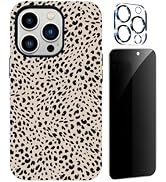 Zilkaifly Leopard Design for iPhone 15 Pro Case for Women,with Privacy Screen Protector and Camer...