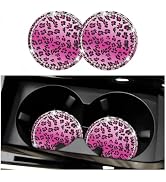 2PCS Bling Leopard Print Car Coasters for Cup Holders,Sparkling Rhinestone Car Cup Holder Coaster...